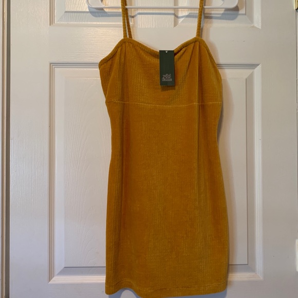 wild fable Dresses & Skirts - Mustard velvet bodycon dress (never worn)